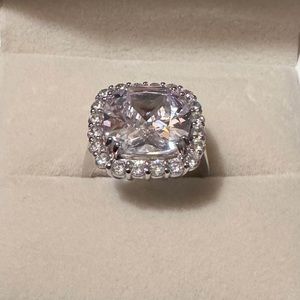 BELLA LUCE(R) 11.87CTW WHITE DIAMOND SIMULANT RHODIUM OVER STERLING SILVER RING